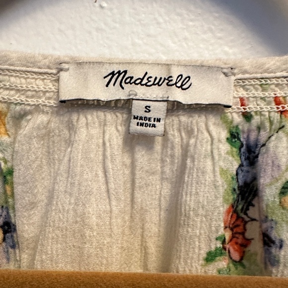 Boho Cream Floral Peasant Blouse by Madewell Size S - Picture 2 of 8